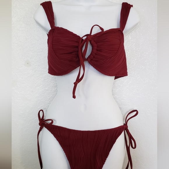 Zaful cinched bikini wave textured knotted tied side swimsuit size XL - Picture 1 of 12